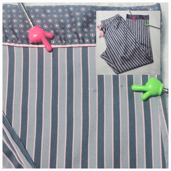 Victoria's Secret Vintage Striped 2 Piece Gray and Pink Pajama Set Size Large - Picture 12 of 15